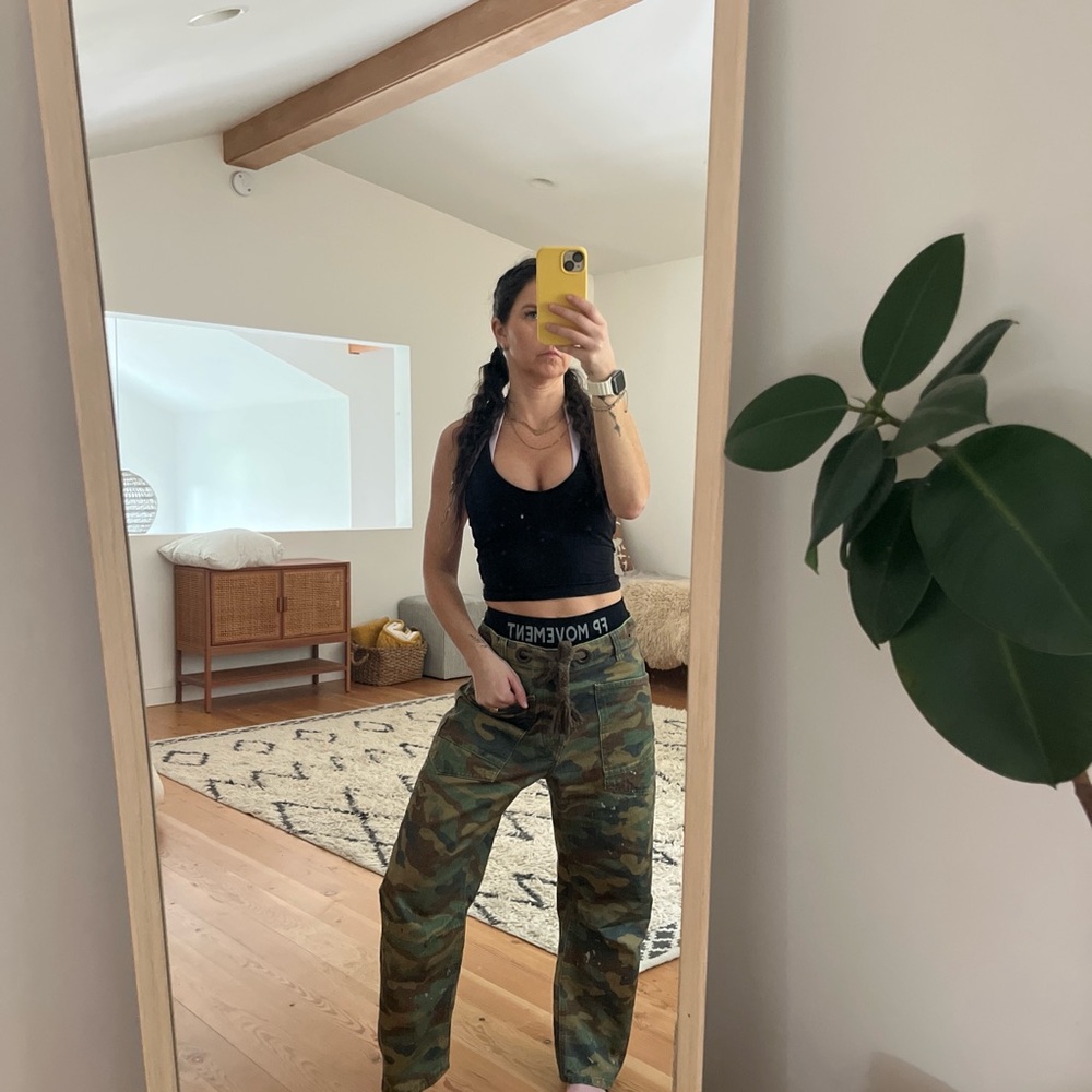 We The Free Camo Cargo Pants in Olive Green